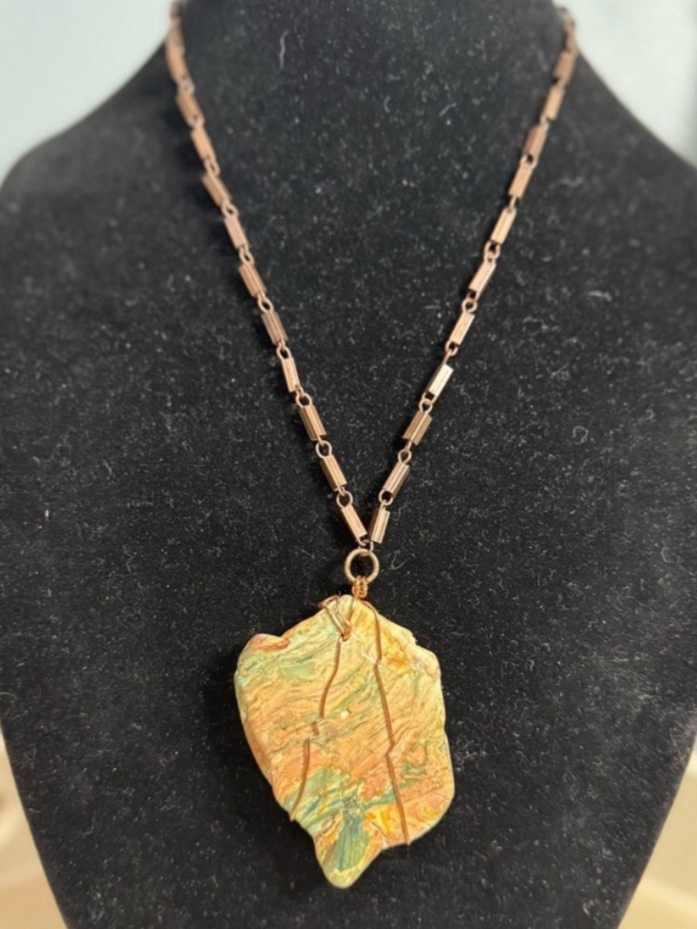 Wire Wrapped Jasper Pendant Necklace